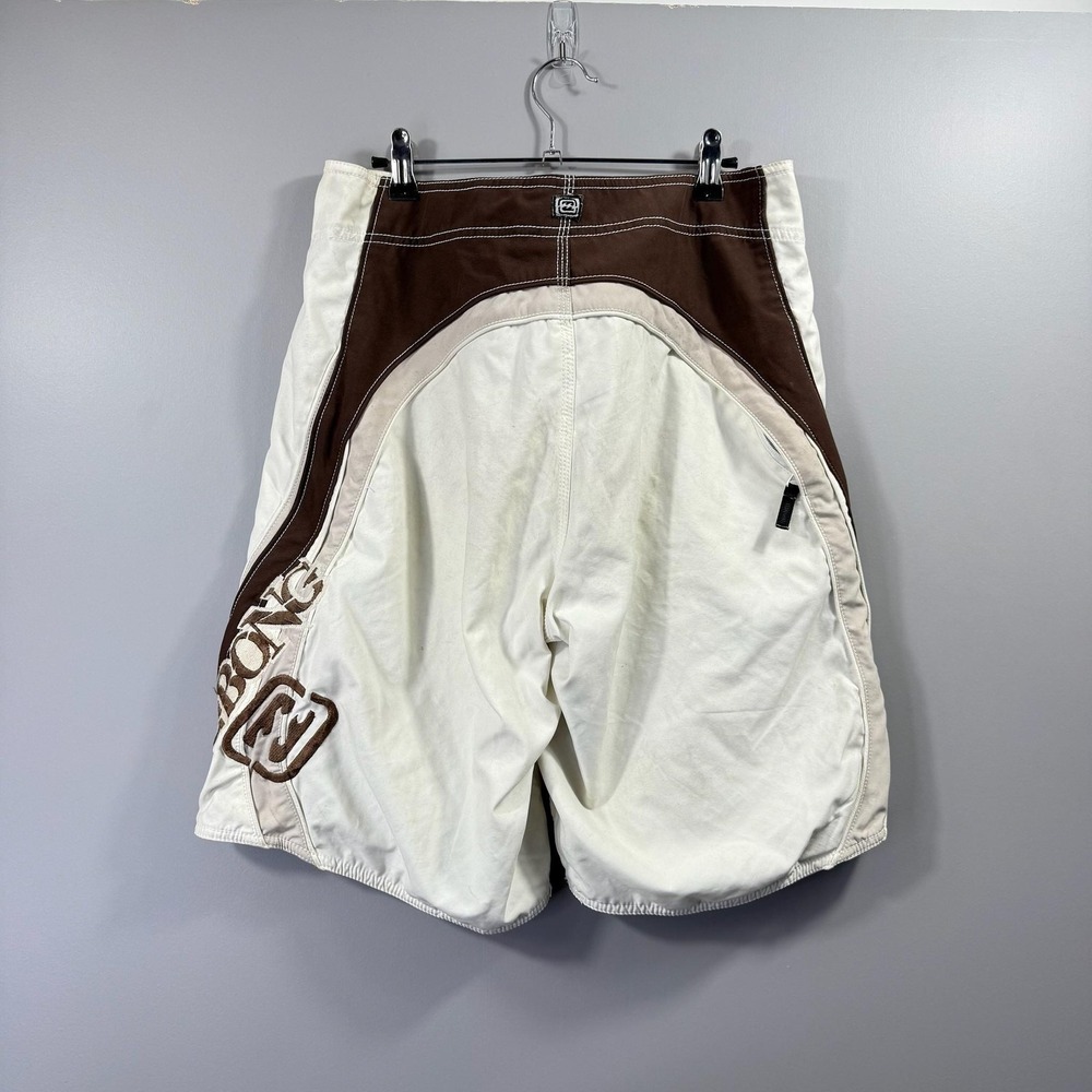 Billabong Andy Irons Men's Board Shorts Size 34 White & Brown Y2K